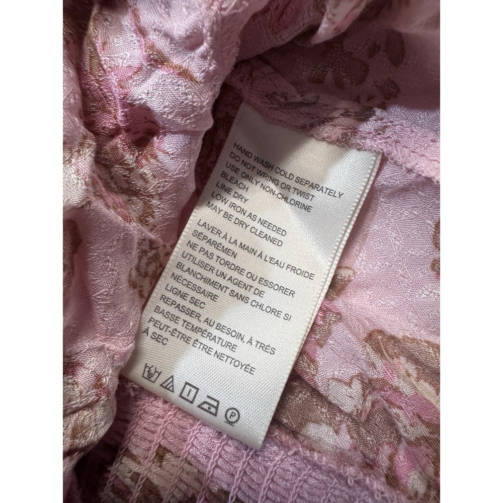 Free People NWT Pink Floral Print Balloon Sleeve Blouse size Medium - Picture 4 of 5